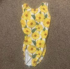 Foxy yellow flowers leotard. Adult Large