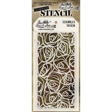 Scrapbooking Crafts Tim Holtz Layered Stencil Scribbles Like Roses 4.125" X 8.5"