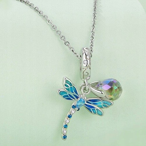 Fraise Silber Halskette S925 Libelle Charms Anhänger - Bild 3 von 6