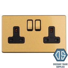 Antique Gold Screwless Switches Sockets Flat Concealed Plate Brushed Satin Brass