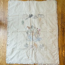 Noah's Ark Handmade Vintage Embroidered Baby Blanket
