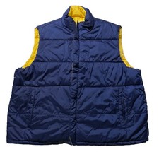 Vintage Puffer Jacket Vest Men’s XL Blue Yellow Zip Quilted Hipster Streetwear