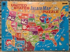 14 x 10.5 Saalfield United States Puzzle Inlaid Map 1970 7005-79 Fun Education