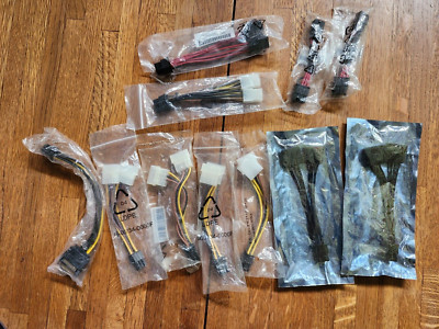Lot of 11 Mixed GPU Video Card PCI-E Adapters - Molex to 6-Pin, 6-Pin to 8-Pin