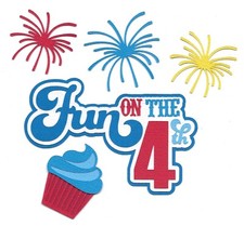 PREMADE SCRAPBOOK PAPER PIECING-FOR LAYOUT-SUMMER-TITLE-JULY-FUN ON THE 4TH-LG