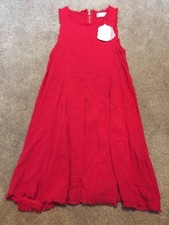 NWT Womens Altar’d State Red Zipper Dress Small  Frayed Edges Loose 