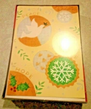 18 Christmas Cards & Envelopes PEACE HOPE & LOVE Dove Holly Fast Free US SHIP  