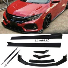 Front Bumper Lip Splitter Spoiler Strut Rods For Honda Civic Hatchback Si