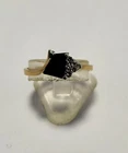 18CT YELLOW GOLD ABSTRACT CLUSTER RING CLAW SET WITH SAPPHIRE AND DIAMONDS