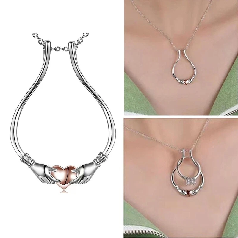 Heart shaped clearance ring holder necklace