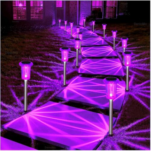 Denicmic Solar Pathway Lights Outdoor 10 Pack LED Waterproof Stainless Steel Gar