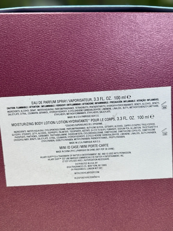 WITH LOVE BY HILARY DUFF 100ML EDP SPRAY, 100ML BODY LOTION WITH MINI ID CASE - Image 4 of 4