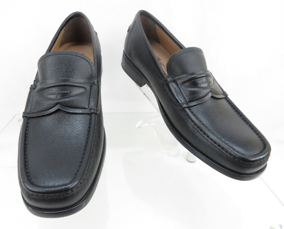 NIB FERRAGAMO LANZAROTE BLACK SAFFIANO PEBBLE LEATHER LOGO  display picture 2