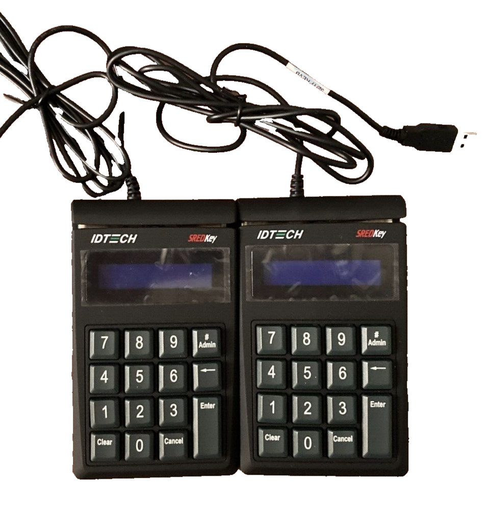 Lot of 2 IDTech SREDKey Key Pad MagStripe Reader USB IDSK-534833TEB  Rev. J - V1