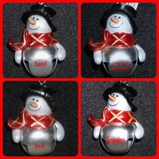 Jingle Bell Ornament Christmas Ganz Snowman Top Hat Personalized Choose Name JB