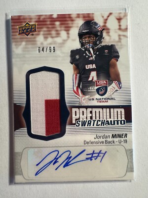K258,778 - 2018 Upper Deck USA Premium Swatch Auto #FS18 Jordan Miner #/99