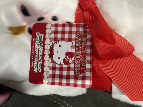Coperta natalizia Hello Kitty Babbo Natale Candy Cane nuova con etichetta pelliccia sintetica lancio 50 x 70 - Foto 4 di 4