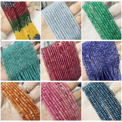 2X3mm faceted jade rondelle small beads 15.5''