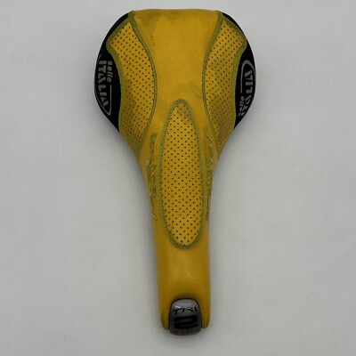 Vintage Selle Italia TRi Matic 2 Yellow Leather Genuine Gel Saddle