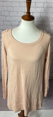 Lauren Conrad S Pullover Tunic Sweater Light Peach Braid Detail Down Sleeve New