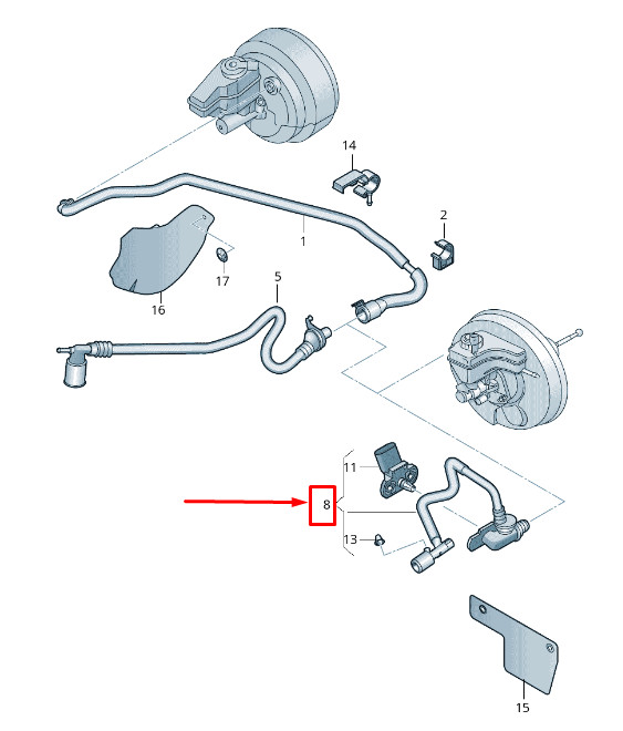 Tuyau de dépression avec clapet anti-retour pour Audi Q3 8U 5N0612041Be