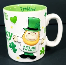 Irish Funky Friends Kiss Me I'm Irish 3D Mug Smiling Leprechaun 3.5" x 4"