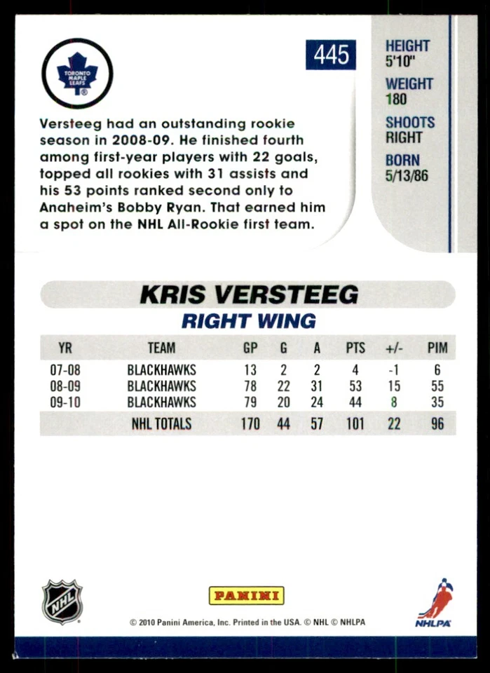 2010-11 Score Kris Versteeg #445 - Image 2 of 2