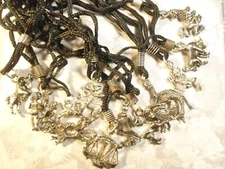 12 Silverplated Zodiac Sign Black Corded Necklaces 28"