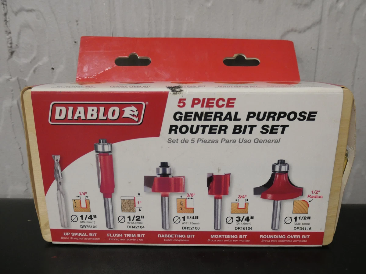 DIABLO DR89100 5 PIECE GENERAL PURPOSE ROUTER BIT SET NEW eBay
