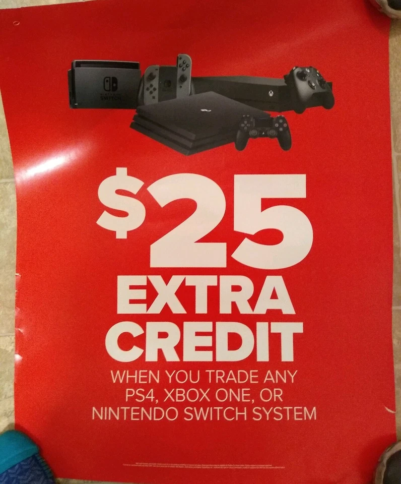 Póster exclusivo de intercambio de juegos Gamestop Xbox One PS4 PlayStation intercambio de crédito Foto 2 de 2