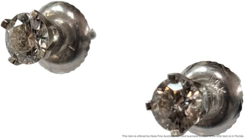 Gorgeous 14K White Gold Diamond Stud Screw Back Earrings Approx. 0.62ctw.