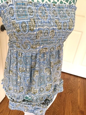 NEW JUICY COUTURE BLUE /RUFFLES, TANKINI- SWIM SUIT-TWO PIECES /DRESS TOP SIZE M