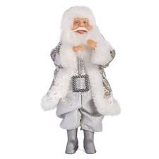 9" Santa Collectible Ornament Christmas Figurine Silver Figure Doll Tree Decor