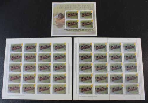 CKStamps: 1996-97 Australien Feuchtgebiete Naturschutz Ente Stempel 3 BLATT FV $ 660 - Bild 1 von 3