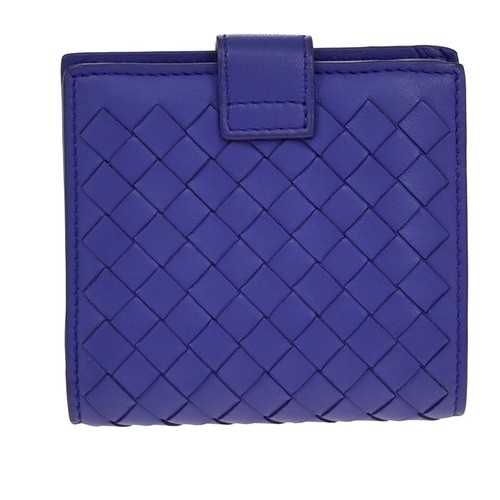 BOTTEGA VENETA Logo Intrecciato Bifold Compact Wallet Leather Purple 62EE110 - Picture 3 of 13