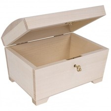 Wooden Jewellery Box with Key – Plain Storage Chest for Decoupage 14×11×10.5cm