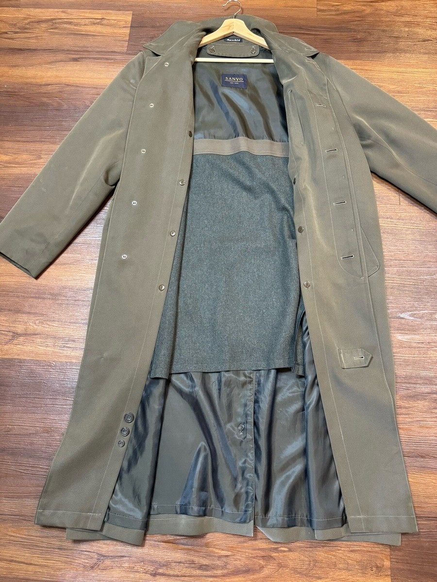 Vintage SANYO New York Dark Olive Trench Coat With Wool Vintage SANYO New York Dark Olive Trench Coat With Wool