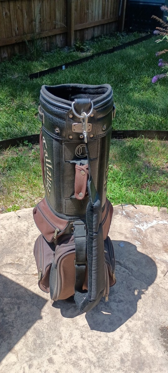 Callaway Golf Bag Black Leather Brown Vinyl Shoulder Strap No Rain