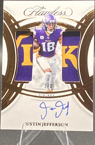 Justin Jefferson 2025 Flawless Dual Patch On Card Auto /6 Vikings