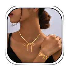 Bow Jewelry Set Dainty Gold Necklaces Bowknot Choker Necklace Party Necklace ...