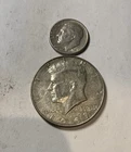 Roosevelt Dime 90% Silver + Kennedy Half 40% Silver 2 Coin Lot - US Mint Lot A30