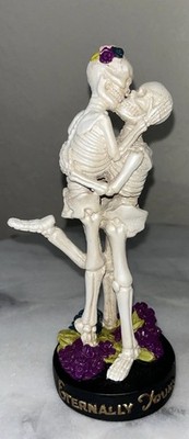Skeleton Couple Figurine  Eternally Yours  Romantic Gothic Decor 7.5  Tall