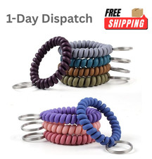 Oligei 9 Colors Wrist Keychain Retractable Spiral Coil Key Ring Bracelet