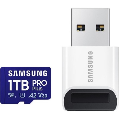 Samsung Pro Plus microSDXC Class 10 UHS-I U3 V30 A2 mit USB SD adapter