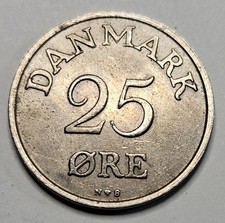1954 Denmark 25 Ore - Copper-Nickel - World Coin - Danish - Europe