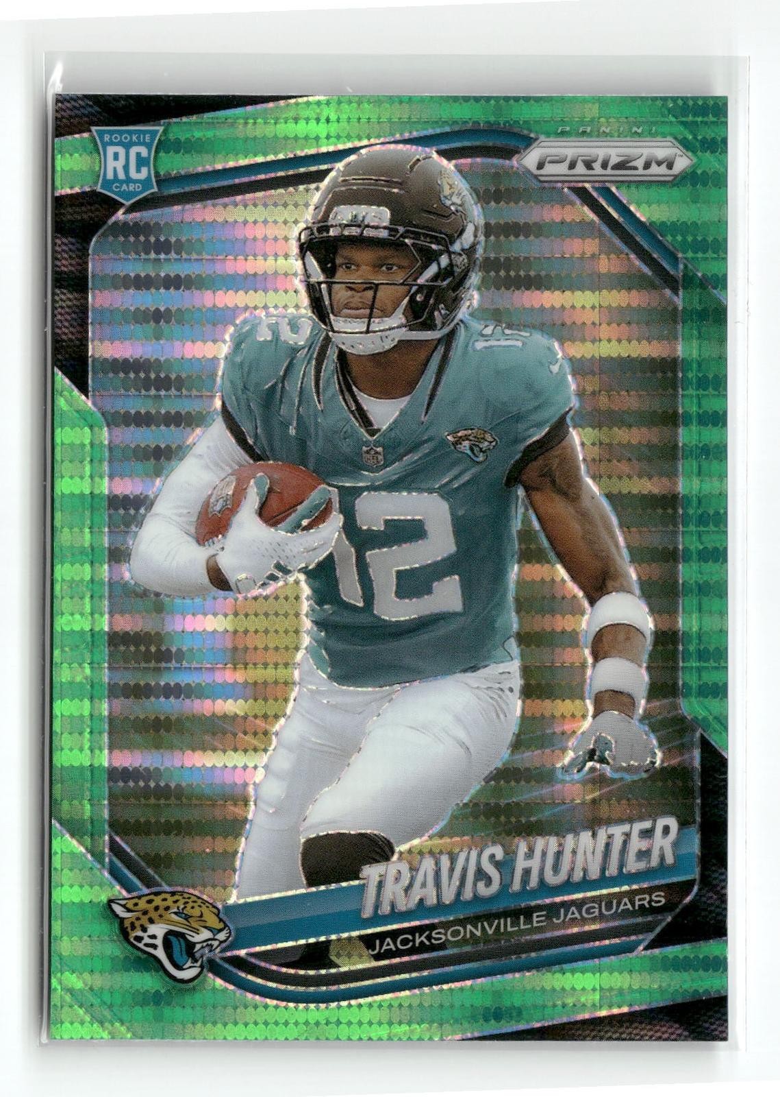 2025 Panini Prizm #301 Travis Hunter Neon Green Pulsar Jacksonville Jaguars
