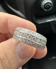 Mens Solitare pink and white Moissanite Diamond Ring 925 Sterling silver 12 no