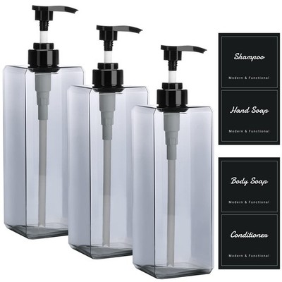 33.8oz Refillable Shampoo Bottles for Shower, 3Packs 1000ml Large Empty Pump ...