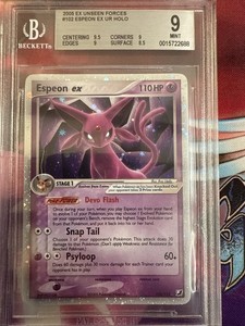 Pokemon EX Unseen Forces Espeon Holo Card 102/115 Rare BGS 9