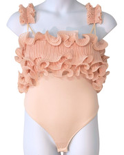 Intimately Free People Sz M For the Frill of It Bodysuit Ruffles Coquette Pink